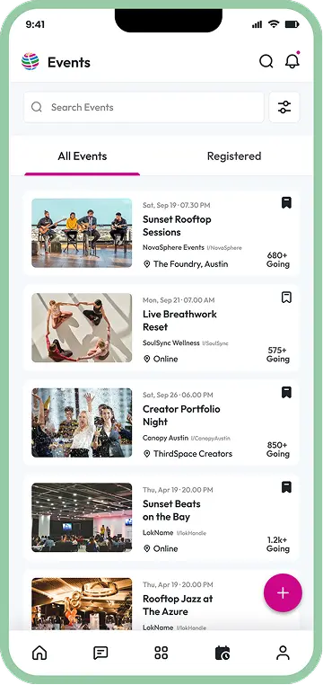 Events screen