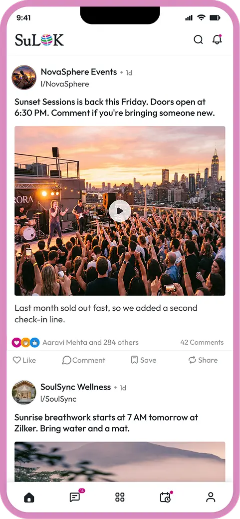 Home feed screen