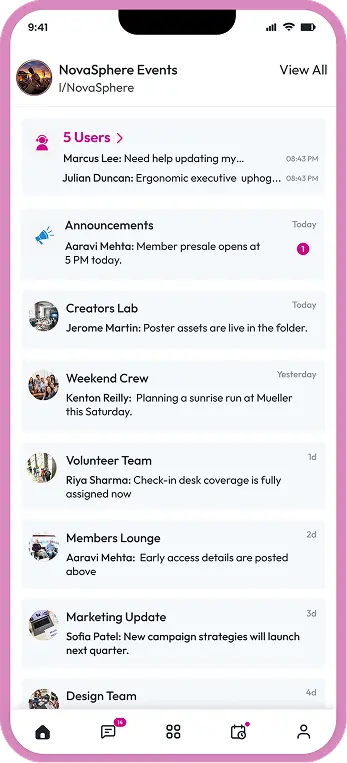 Messages screen
